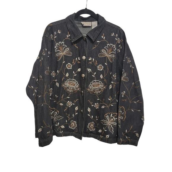 Embroidered Denim Jacket - Picture 1 of 10